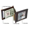 Wallets Contact's Crazy Horse Cowhide Leather Rfid Money Clip Slim Card Wallet Trifold Male Cash Clamp Man Cash Holder Zip Coin Pocket