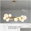 Ljuskronor modern ringglasboll LED -pendelljus för levande matsal kök sovrum svart guld heminredning hängande lampa dropp dh5cw