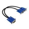 2024 VGA één punt Twee mannelijke naar vrouwelijke video-adapterkabel Hoge resolutie Display Adapter Adapter Adapter Cable 0,3 m Zwarte blauw- voor displayadapterkabel met hoge resolutie