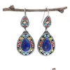 Pendientes de araña colgantes de la lámpara vintage lapis de lapis dorada piedra bohemio étnico verde orco colgante parte del colgante joyería gota entrega dhsos