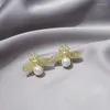 Stud Earrings Trend Classic Vintage Exquisite Unique Temperament Pearl Bee Trendy Quality Metal Woman Gift Jewelry