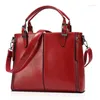 Shoulder Bags LLQS Large Oil Wax Leather Bag Women Desginer Splicing Handbags Tote For 2024