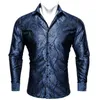 Designer Blue Silk Paisley Shirts for Men Abel Woven à manches longues brodées Four Seasons Exquis Fit Party Wedding Cy-0402 240407