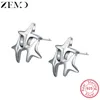 Boucles d'oreilles Zemo 925 Sterling Silver 3 Four étoiles Studs pour femmes étoiles peignes d'oreille Broits de boucles de fiançailles