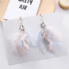 Boucles d'oreilles en peluche cpop longue nature plume pour les femmes géométriques grandes déclarations de résistance aux bijoux de mode Lady Eartrop hiver 2024