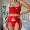 Bras Sets MUZISKAT Spring Ladies Sexy Lingerie Complex Craft See-Through Mesh Hollowing Body Shaping Erotic Four-Piece Set Onlyfans
