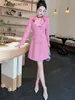 Casual Dresses High-End Fashion Temperament Business A-Line 2024 Spring Sweet Pleated Double Breasted Slim Fit Mini Dress for Women