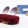 Fashion classique Sparkling Rhinestone Rimless Butterfly Sunglasses Femme Luxury Marque Vintage Sun Glasshes Ladies Eyewear Gafas de Sol With Box