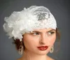 Bröllopshår smycken Beauul Bride Veil Hat Tulle spets Handgjorda blommor hattar för brud 2302256767916