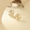 Fransk designer ginkgo blad nisch high-end sense personligt temperament enkelt ihåliga ut diamant inlay design ljus lyxörhängen för kvinnor dwjq