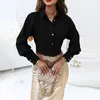 Blouses pour femmes Femmes chemises à poitrine mono-poitrine Solid Color Cardigan Blouse Top avec conception de collier pour l'automne OL