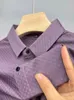 T-shirt de manga curta e moda de luxo e elegante lapela de lapeel verão de alta qualidade de seda de seda respirável camisa polo casual para homens 240408