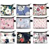 Storage Bags Floral Plaid Print Zipper Cosmetic Bag Pouch Women Kids Canvas Coin Purse Small Wallet Key Card Holder Mini Money