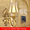 Wall Lamp Copper European Style Living Room Light Bulb Luxury Bedroom Bedside American Corridor Stairs Pure