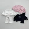 Kleidung Sets Miniainis Frühlingsmädchen Bowknot Tops Hosen 2 Stücke Anzug Mädchen Baumwolle Langarm Set Kinder rosa weiße schwarze Kleidung