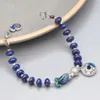 Acessório de geomancia Design puro sier koi, peixe pequeno, pulseira de contas de abacus de pedra de ouro azul, joias de pulseira de estilo étnico feminino