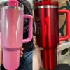 Stock 40oz H2.0 Pink Comso Parada Flamingo Tumblers Ombre Gradient Mugs Cups with Handle And Straw