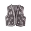 Giubbotti da donna Donne Y2K giubbotti ricamato ricamati vintage floreale senza maniche aperte con cardigan in velluto in velluto in velluto gilet camicetta gilet top estate