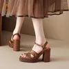 Scarpe eleganti prxdong femminile 2024 marca vera in pelle piattaforma piena piattaforma di tacchi alti neri marrone da festa lady sandals size 39