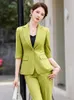 Kvinnors tvåbitar byxor Slim Blazer och Flare Set Work Pants Office Lady Lady Lady Spring Summer Outfit ol 2 PCS Business Interview Uniform