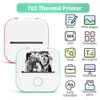 طابعة ملصق Mini Phomemo T02 Thermal Portable Inkless Pocket Phone Printer المتوافقة مع Android iOS على الفور PULL FUN 240419