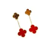 Boucles d'oreilles et boucles d'oreilles de concepteur de haute qualité V épaissis 18k rose Gold Natural Tiger Eye Red Red Double face Flear Boucles d'oreilles