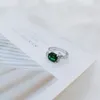 Cluster Rings Ins Simple Emerald Open Ring Light Luxury Niche 925 Sterling Silver Hypoallergenic Temperament Delicate Jewelry Holiday Gift