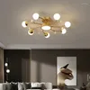 シャンデリアモダンなLED屋内照明のためのリビングルームの寝室のランプブライトネス調光物質の金色の光沢照明器具