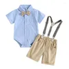 Kleidungsstücke Sets Säuglinge Baby Boy Gentleman Outfits Anzüge Kurzarm Bowtie Strampler Shirts Hosenders Shorts 2pcs Sommerkleidung Set