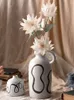 Vases Simple Hand-Painted Ceramic Vase Living Room Entrance Bedroom Dried Flower Arrangement Decorative Flowerpot Decoration Pottery