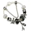 Bracelets de charme Buipoey Tower Tower Camera pour femmes hommes bricolages Crystal perles en argent Color Bangle Travel Memorial Jewelry
