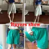 XPQBB Summer Casual Shorts Women Solid Colic Elastic midja bredben Kvinna Blue Green Black Loose Sports Short Pants 240407