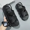 Yishen Erkekler Sandalet Sıradan Ayakkabı Trend Şık Gladyatör Açık Ayak Platformu Açık Mekan Plajı Y Siyah 240417