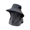 Berets Sunshade Hat Big Eal Mask Fishing Outdoor Caps Sport Detachable klimbescherming Wandel Zon Werk F7P2