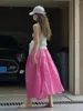 スカート2024春夏女性ハイウエスト傘マキシ韓国ファッションストリートウェアアウトドアスポーツレジャーAラインロングスカート