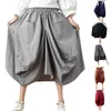 Skirts Fashion Oversized Women Shorts Ethnic Style Elastic Waist Baggy Culottes Irregular A Line Skirt Flowy Lantern