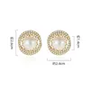 Boucles d'oreilles Hoyon Fashion Double Zircon Pearl pour les femmes Bijoux élégants et exquis de haute qualité 24k Diamond