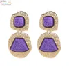 Boucles d'oreilles en peluche élégante violet pour femmes gilrs rond ramiement tassel bijoux de vacances