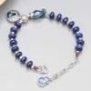 geomancy accessory Design Pure Sier Koi, Small Fish, Blue Gold Stone Abacus Bead Bracelet, Female Ethnic Style Bracelet Jewelry