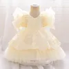 Mädchenkleider 2024 Pink Baby Luxus Kleider Party Kleidung süßes Kinder Prom Kleid für Hochzeit oder Geburtstag geschwollener Blumenball Geborener Kleidung