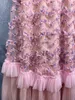 Robe de créatrice pour femmes 2024 Summer French Floral Floral Round Round Mesh Long Jupe