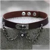 Chokers Choker Skórzany kołnierz dla kobiet Goth Punk łańcuch sier kolor color serce wisiorek harajuku y wegańskie festiwal niewoli biżuteria upuszcza dela dhdqr