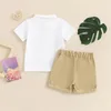 Kleidung Sets Little Boy 2 -teils Freizeit -Set -Lappelhals Kurzarm Tops Elastische Taillenshorts Kleinkind Sommeroutfits