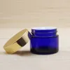 Lagringsflaskor 5G10G15G20G30G50G Blue Glass Jar Pot Tin Essential Gel Serum Fuktig ögonkräm Prov Test Skinvård Kosmetisk förpackning