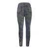 Frauen Jeans hohe Taille Frühling Spitzenstich Mode Retro grau sexy dünne Hosen Stift Strecher für