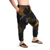 Mens Stylish Peacock Print Harem Baggy Genie Boho Pants Casual Cotton Yoga Drop Crotch Sweatpants Hip Hop Traditional Trousers 240408