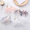 Boucles d'oreilles en peluche cpop longue nature plume pour les femmes géométriques grandes déclarations de résistance aux bijoux de mode Lady Eartrop hiver 2024