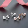 Boucles d'oreilles étalon lefei mode Trendy Classic Luxury Design Simple Pearl Diamond-Set High Talon Oreille Femmes Silver S925 Party Charm bijoux