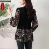 Damesblouses l-5xl 2024 schattige vlinderdioot tops vrouwen basic slijtage kantoor dame lange mouw retro vintage bloemenprint ruches peplum shirts