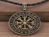 Viking Pirate Compass Necklace Rune Alloy Men039S Populära smycken1097775